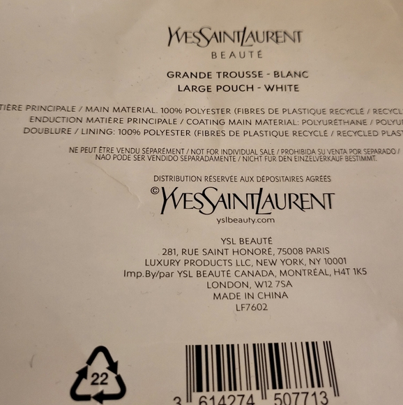 Yves Saint Laurent Cream Pouch with Gold Logo - Picture 2 of 6